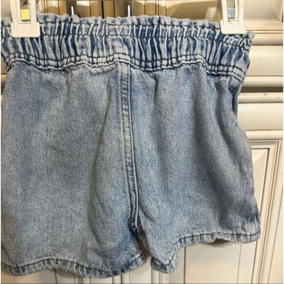 ZARA Girls Elastic Waist 2 Pocket Denim Paperbag Jean Shorts Light Blue Size 7 - Picture 5 of 6
